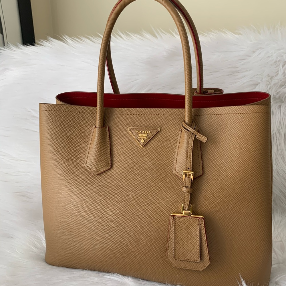 Prada Cuir Double Bag- Saffiano Caramel Leather